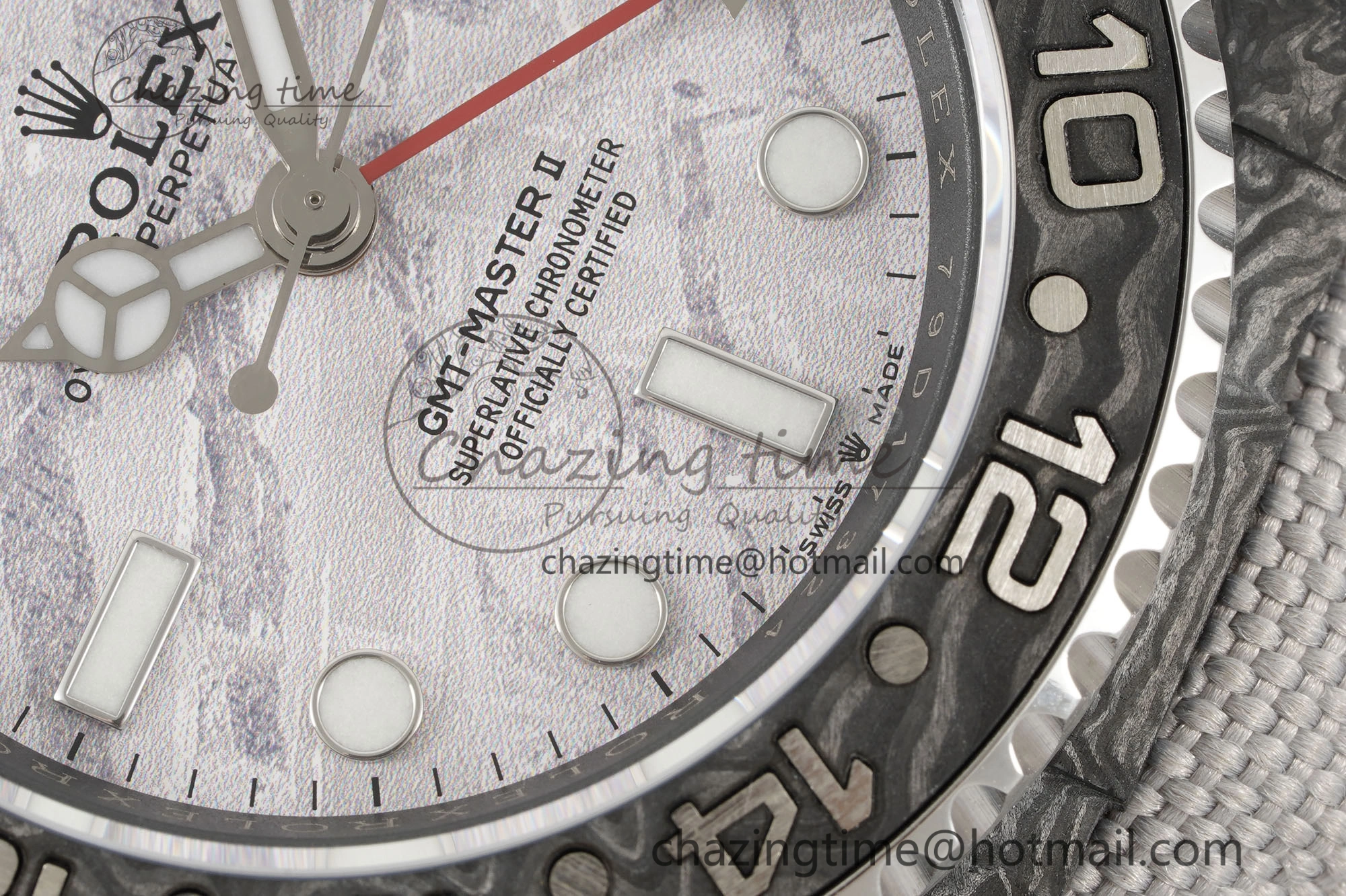 GMT Carbon DIWF Best Edition Meteorite Dial on White Nylon Strap SA3186 CHS