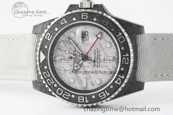 GMT Carbon DIWF Best Edition Meteorite Dial on White Nylon Strap SA3186 CHS