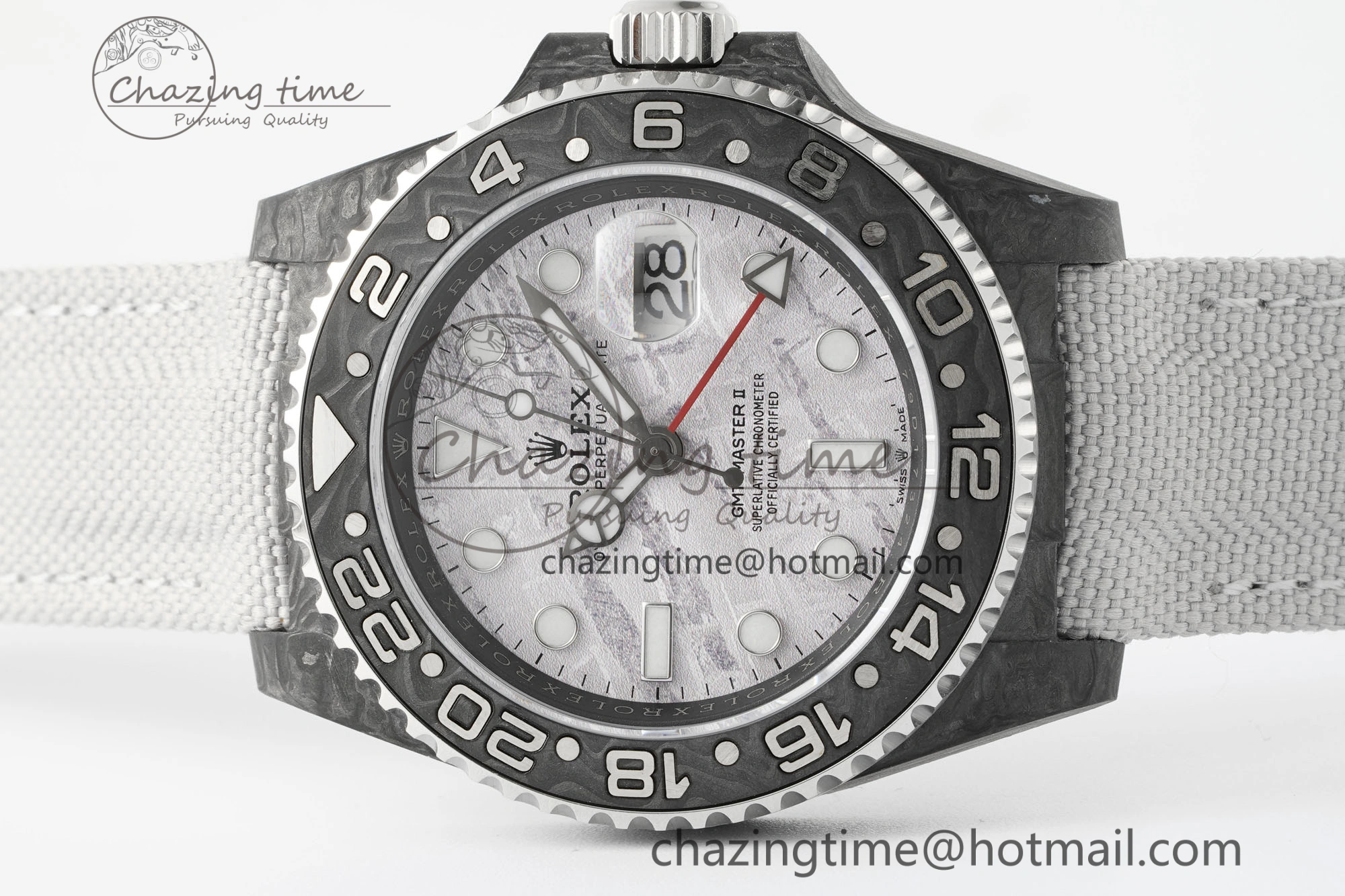 GMT Carbon DIWF Best Edition Meteorite Dial on White Nylon Strap SA3186 CHS