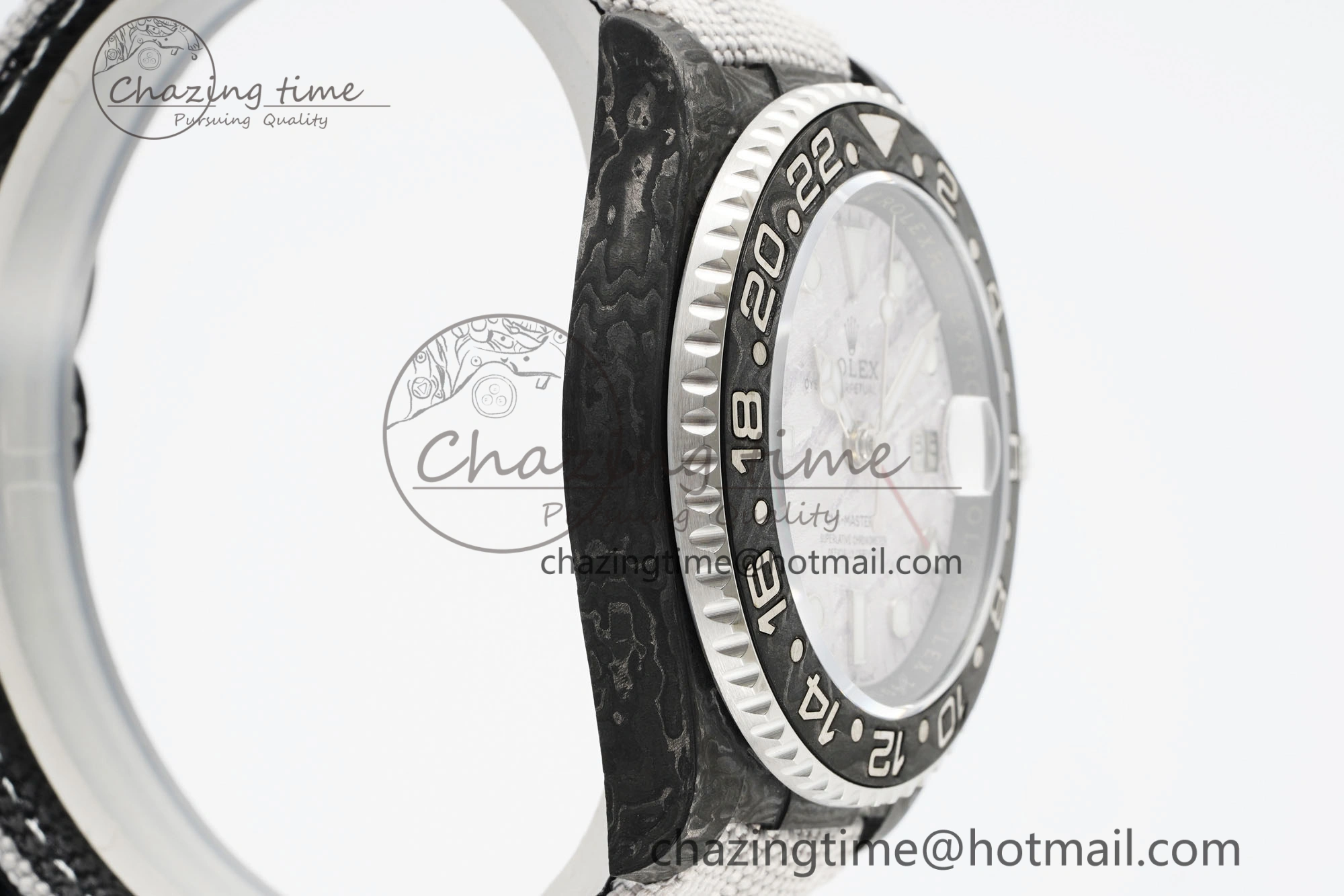 GMT Carbon DIWF Best Edition Meteorite Dial on White Nylon Strap SA3186 CHS