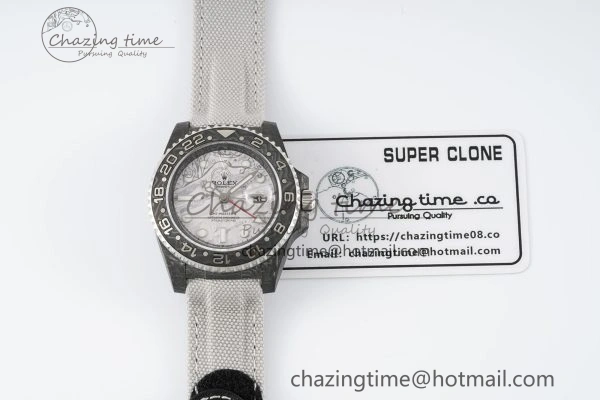 GMT Carbon DIWF Best Edition Meteorite Dial on White Nylon Strap SA3186 CHS