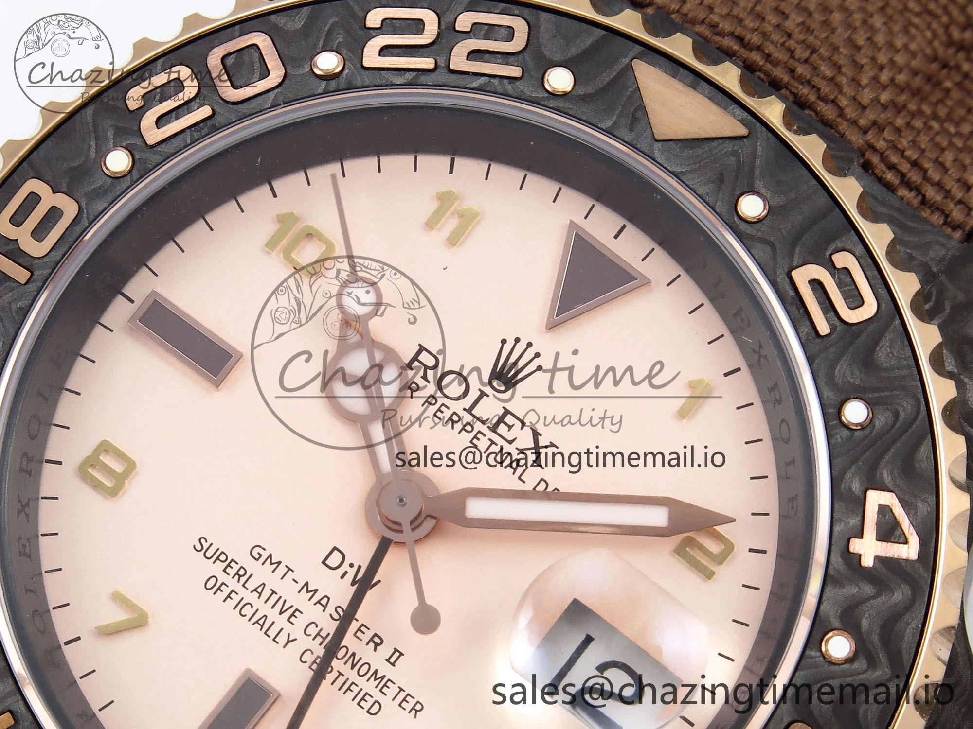GMT Carbon DIWF Best Edition Yellow Roman Dial on Brown Nylon Strap SA3285 CHS V2