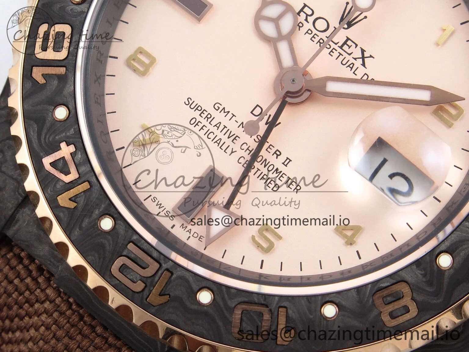 GMT Carbon DIWF Best Edition Yellow Roman Dial on Brown Nylon Strap SA3285 CHS V2