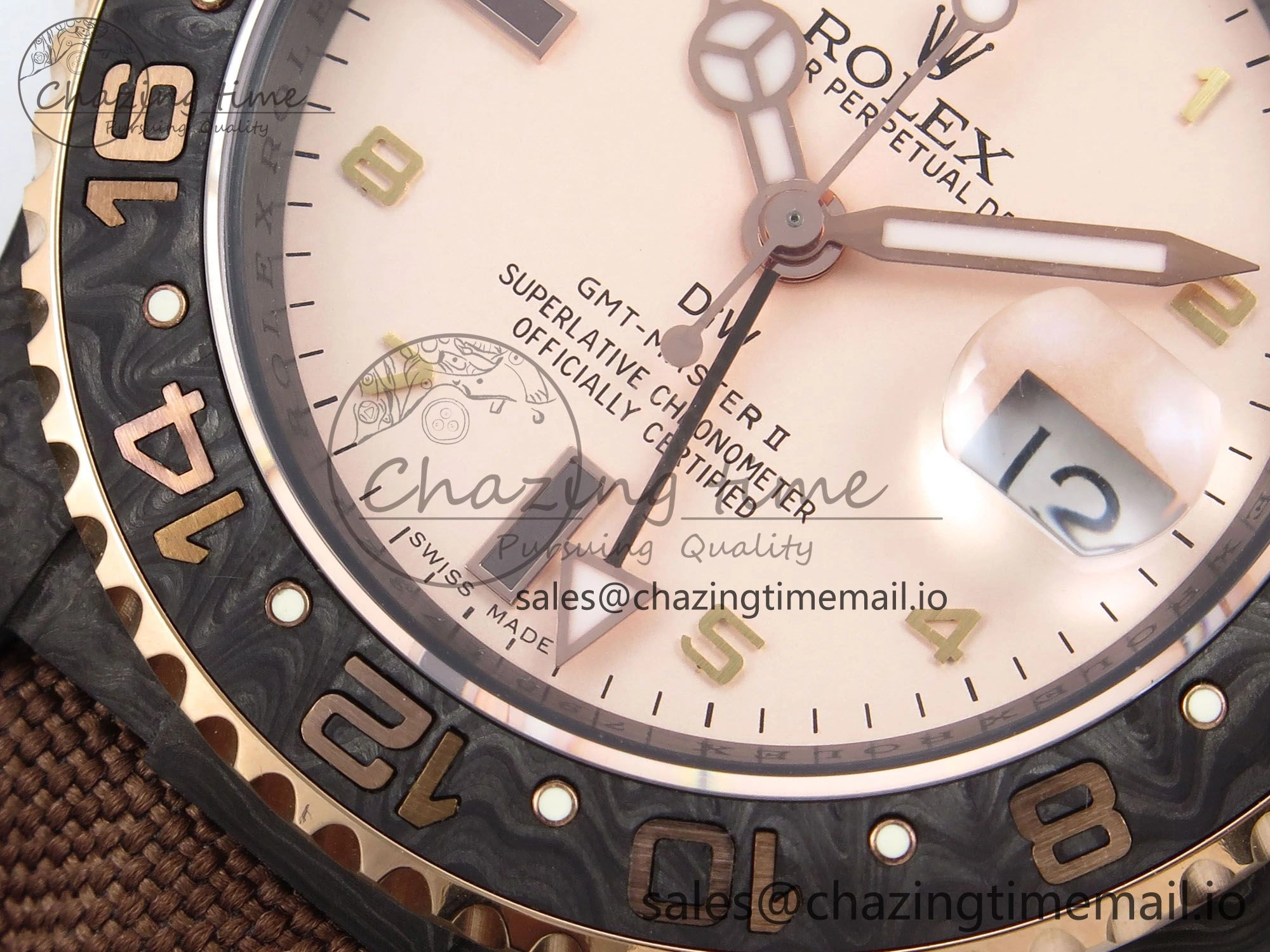GMT Carbon DIWF Best Edition Yellow Roman Dial on Brown Nylon Strap SA3285 CHS V2