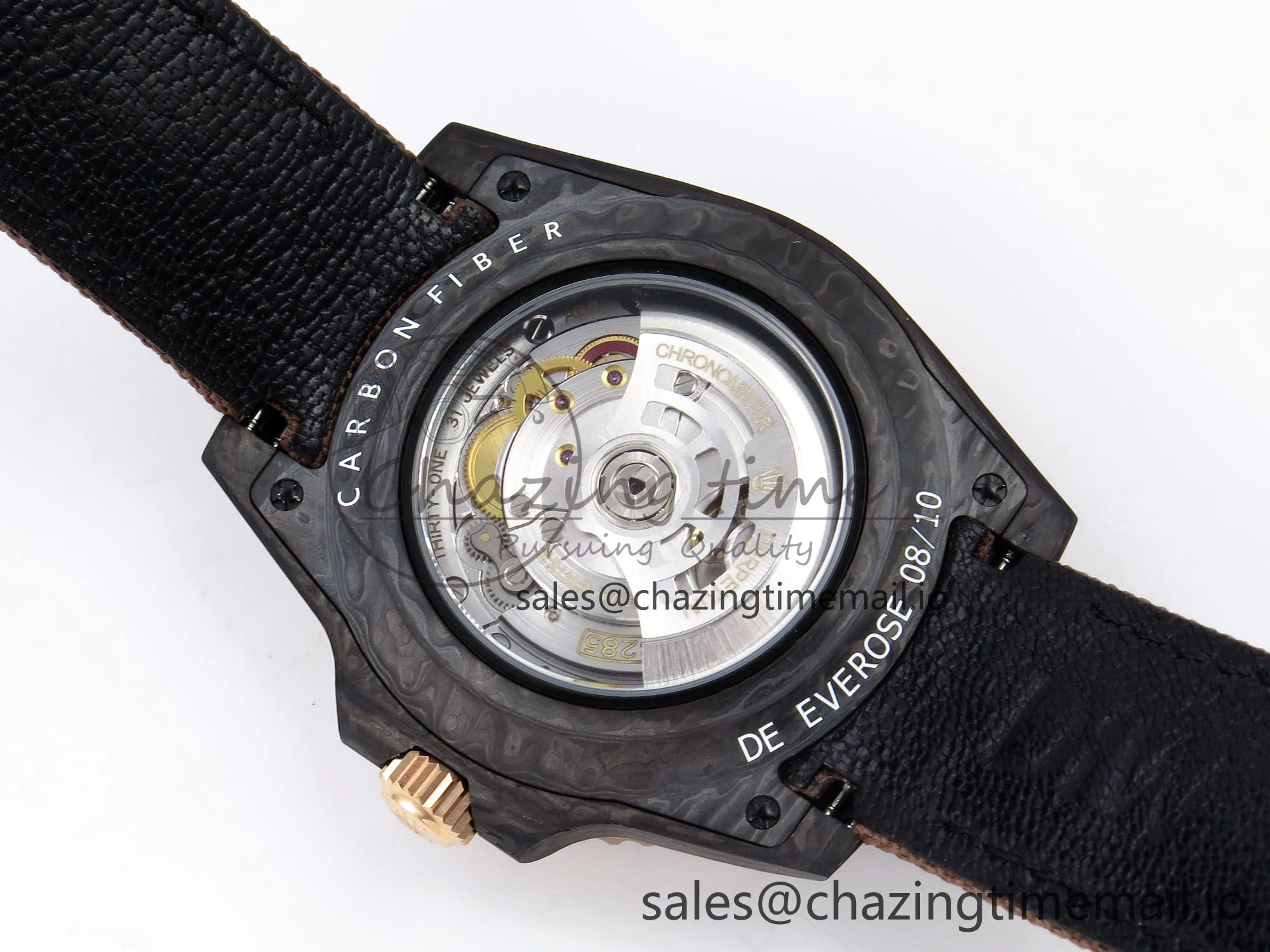GMT Carbon DIWF Best Edition Yellow Roman Dial on Brown Nylon Strap SA3285 CHS V2