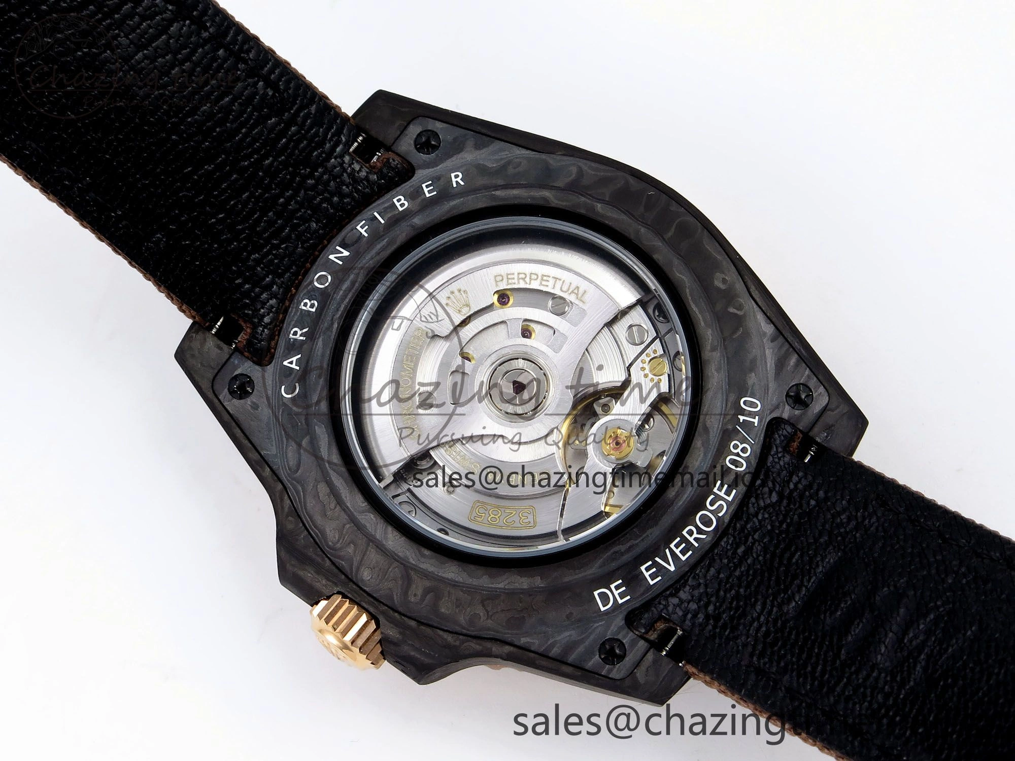 GMT Carbon DIWF Best Edition Yellow Roman Dial on Brown Nylon Strap SA3285 CHS V2
