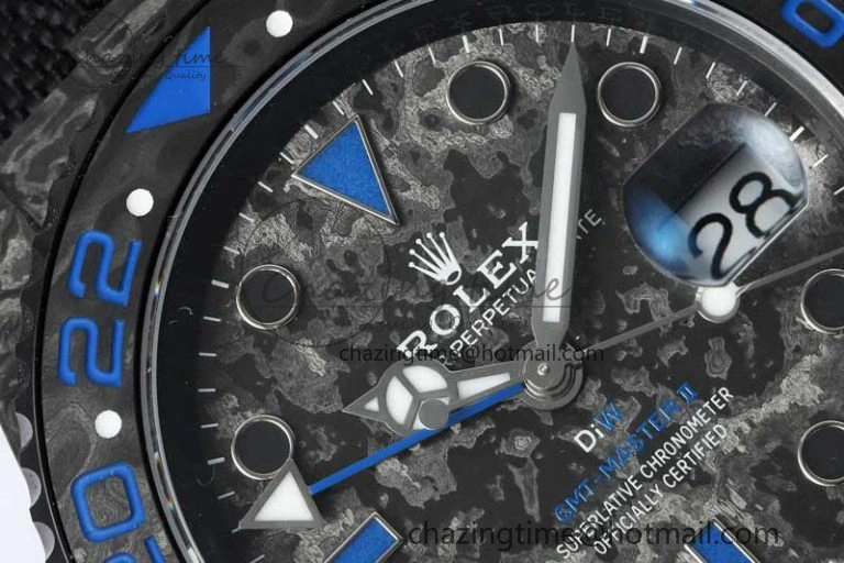 GMT DIW Carbon V6F 1:1 Best Edition Black Blue Black Dial on Black Nylon Strap VR3186 CHS