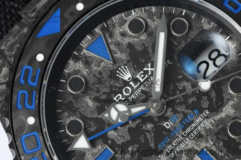 GMT DIW Carbon V6F 1:1 Best Edition Black Blue Black Dial on Black Nylon Strap VR3186 CHS
