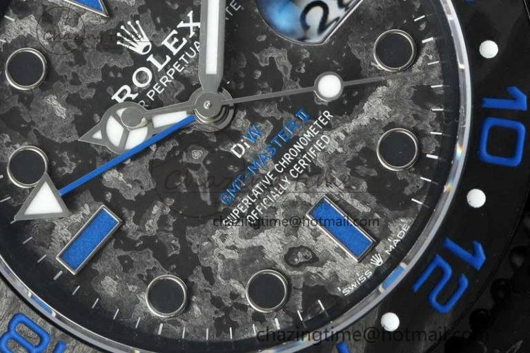 GMT DIW Carbon V6F 1:1 Best Edition Black Blue Black Dial on Black Nylon Strap VR3186 CHS
