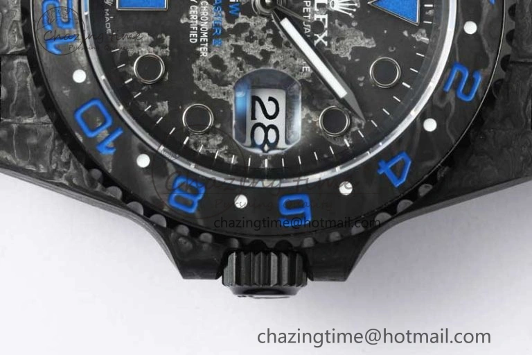 GMT DIW Carbon V6F 1:1 Best Edition Black Blue Black Dial on Black Nylon Strap VR3186 CHS