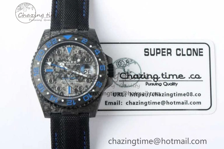 GMT DIW Carbon V6F 1:1 Best Edition Black Blue Black Dial on Black Nylon Strap VR3186 CHS