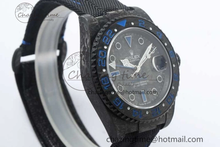 GMT DIW Carbon V6F 1:1 Best Edition Black Blue Black Dial on Black Nylon Strap VR3186 CHS