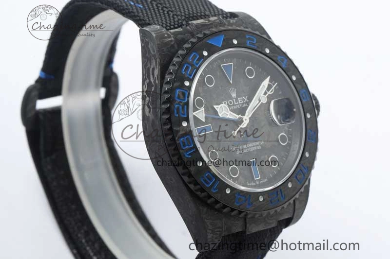 GMT DIW Carbon V6F 1:1 Best Edition Black Blue Black Dial on Black Nylon Strap VR3186 CHS