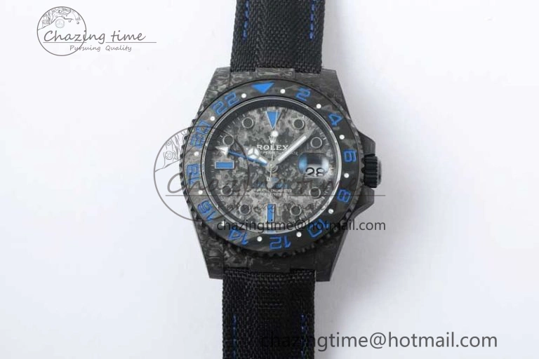 GMT DIW Carbon V6F 1:1 Best Edition Black Blue Black Dial on Black Nylon Strap VR3186 CHS