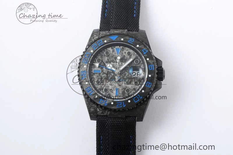 GMT DIW Carbon V6F 1:1 Best Edition Black Blue Black Dial on Black Nylon Strap VR3186 CHS
