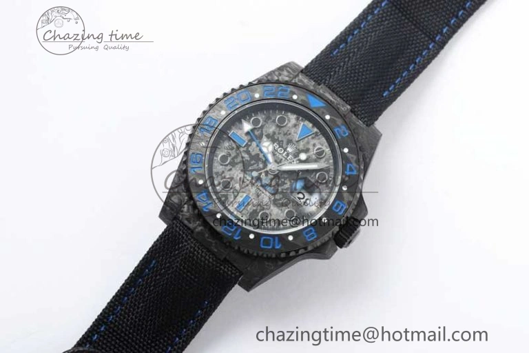 GMT DIW Carbon V6F 1:1 Best Edition Black Blue Black Dial on Black Nylon Strap VR3186 CHS