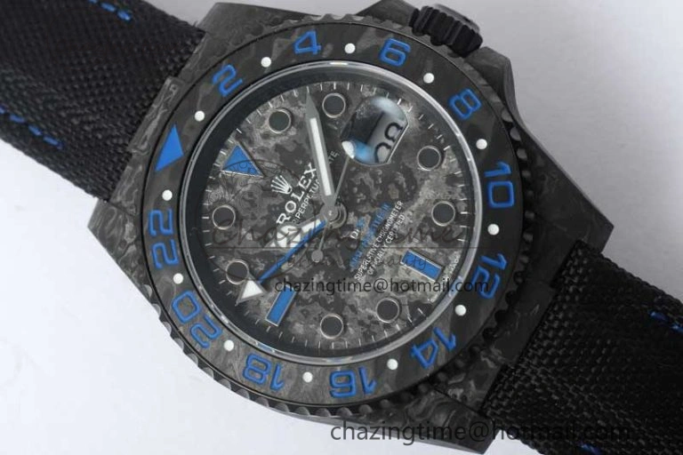 GMT DIW Carbon V6F 1:1 Best Edition Black Blue Black Dial on Black Nylon Strap VR3186 CHS