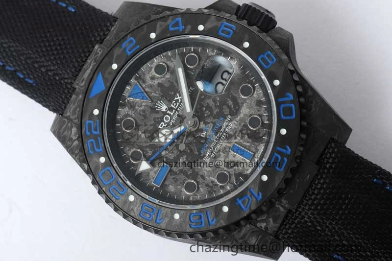 GMT DIW Carbon V6F 1:1 Best Edition Black Blue Black Dial on Black Nylon Strap VR3186 CHS