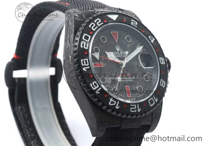 GMT DIW Carbon V6F 1:1 Best Edition Black Red Black Dial on Black Nylon Strap VR3186 CHS
