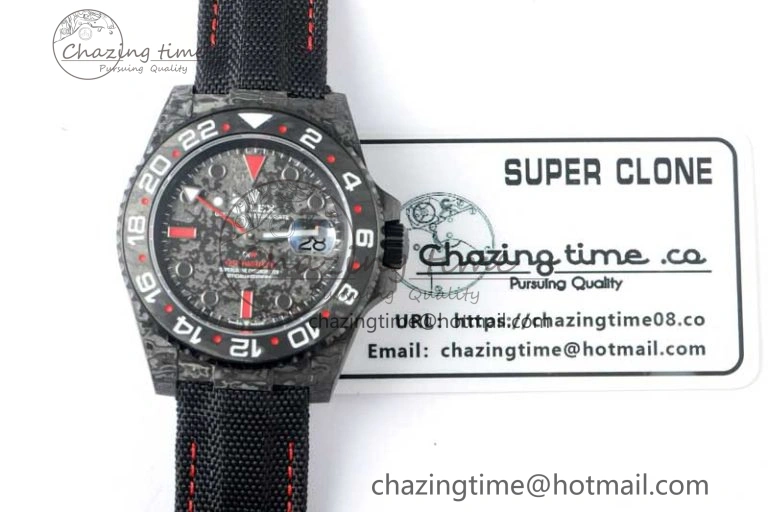 GMT DIW Carbon V6F 1:1 Best Edition Black Red Black Dial on Black Nylon Strap VR3186 CHS