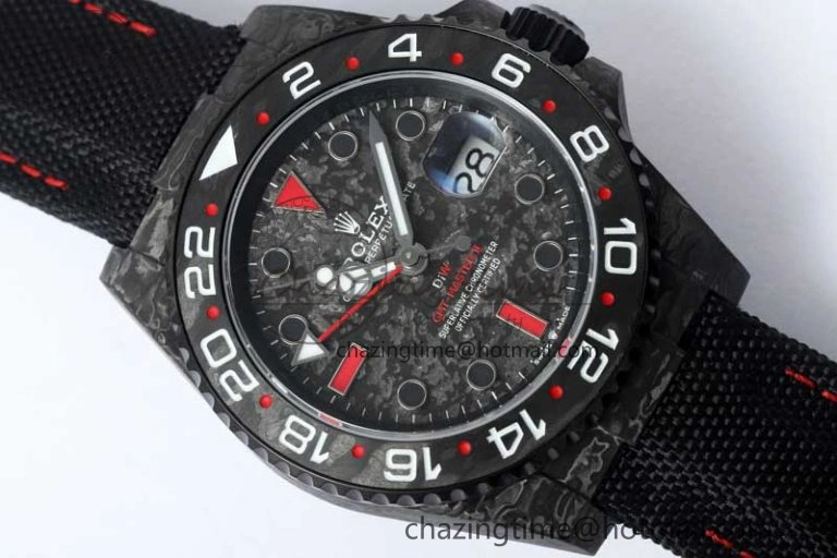 GMT DIW Carbon V6F 1:1 Best Edition Black Red Black Dial on Black Nylon Strap VR3186 CHS