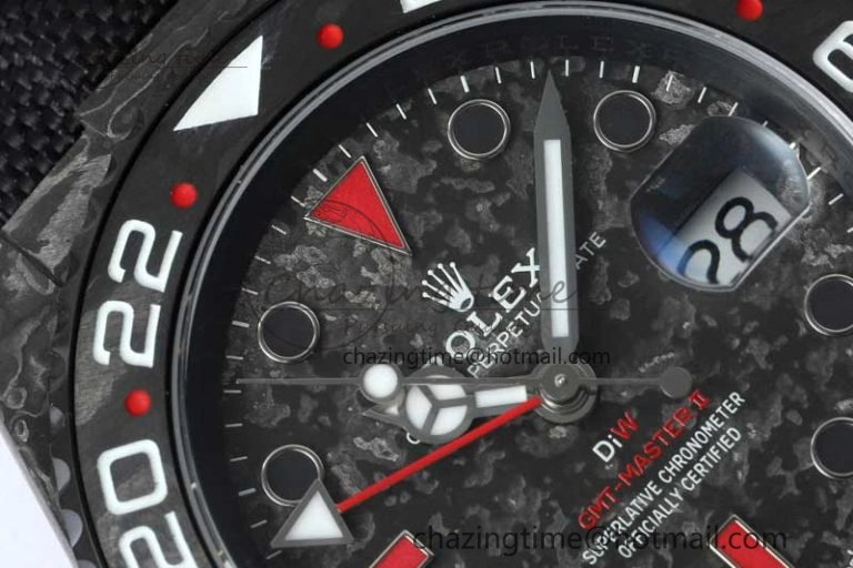 GMT DIW Carbon V6F 1:1 Best Edition Black Red Black Dial on Black Nylon Strap VR3186 CHS