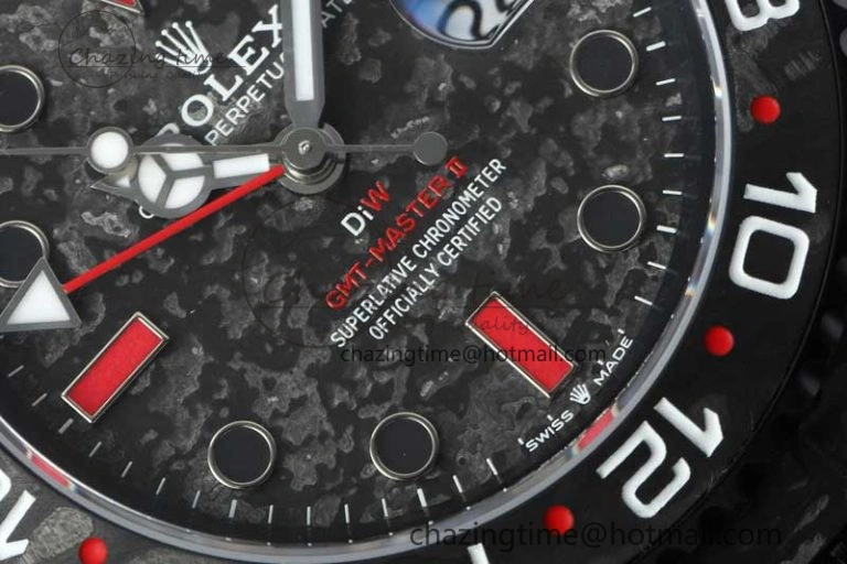 GMT DIW Carbon V6F 1:1 Best Edition Black Red Black Dial on Black Nylon Strap VR3186 CHS