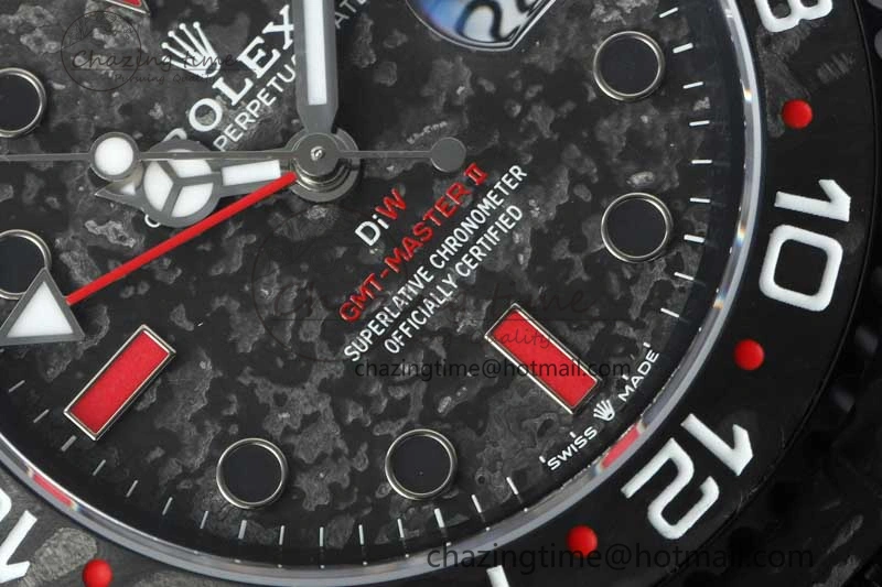GMT DIW Carbon V6F 1:1 Best Edition Black Red Black Dial on Black Nylon Strap VR3186 CHS