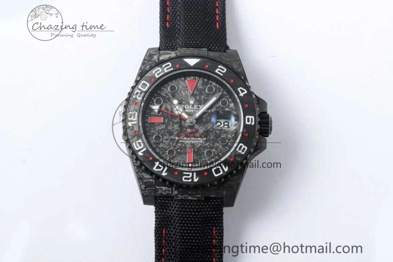 GMT DIW Carbon V6F 1:1 Best Edition Black Red Black Dial on Black Nylon Strap VR3186 CHS