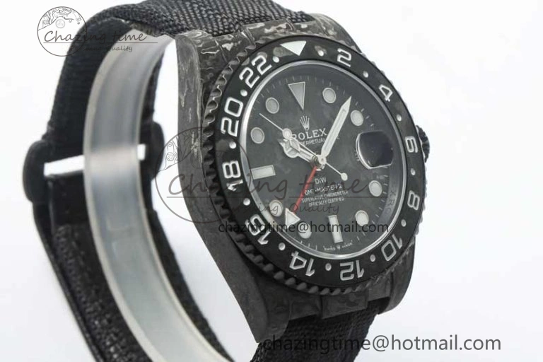 GMT DIW Carbon V6F 1:1 Best Edition Black White Black Dial on Black Nylon Strap VR3186 CHS