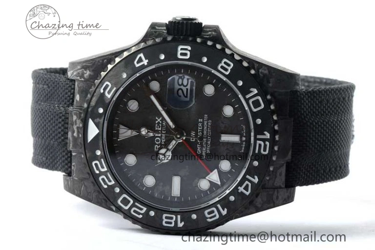 GMT DIW Carbon V6F 1:1 Best Edition Black White Black Dial on Black Nylon Strap VR3186 CHS