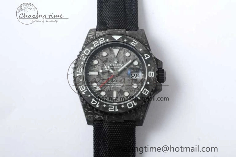 GMT DIW Carbon V6F 1:1 Best Edition Black White Black Dial on Black Nylon Strap VR3186 CHS