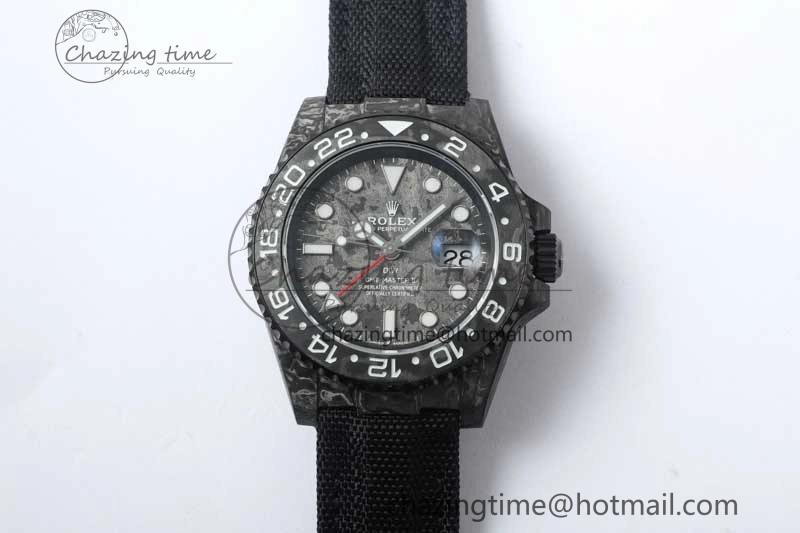 GMT DIW Carbon V6F 1:1 Best Edition Black White Black Dial on Black Nylon Strap VR3186 CHS