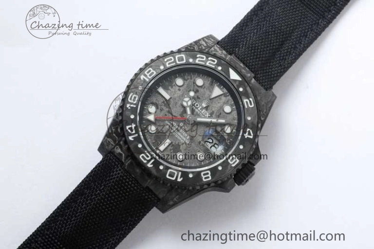 GMT DIW Carbon V6F 1:1 Best Edition Black White Black Dial on Black Nylon Strap VR3186 CHS