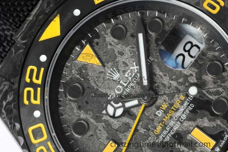 GMT DIW Carbon V6F 1:1 Best Edition Black Yellow Black Dial on Black Nylon Strap VR3186 CHS