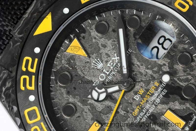 GMT DIW Carbon V6F 1:1 Best Edition Black Yellow Black Dial on Black Nylon Strap VR3186 CHS