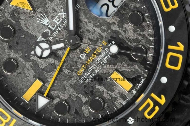 GMT DIW Carbon V6F 1:1 Best Edition Black Yellow Black Dial on Black Nylon Strap VR3186 CHS