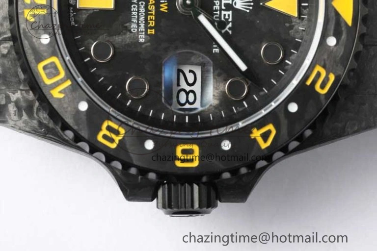 GMT DIW Carbon V6F 1:1 Best Edition Black Yellow Black Dial on Black Nylon Strap VR3186 CHS