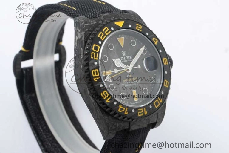 GMT DIW Carbon V6F 1:1 Best Edition Black Yellow Black Dial on Black Nylon Strap VR3186 CHS