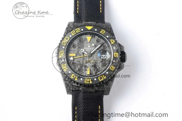 GMT DIW Carbon V6F 1:1 Best Edition Black Yellow Black Dial on Black Nylon Strap VR3186 CHS