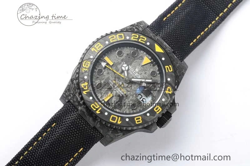 GMT DIW Carbon V6F 1:1 Best Edition Black Yellow Black Dial on Black Nylon Strap VR3186 CHS
