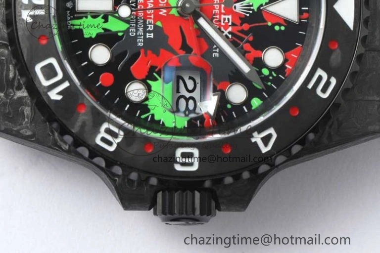 GMT DIW Carbon V6F 1:1 Best Edition Green Red Dial on Black Nylon Strap VR3186 CHS