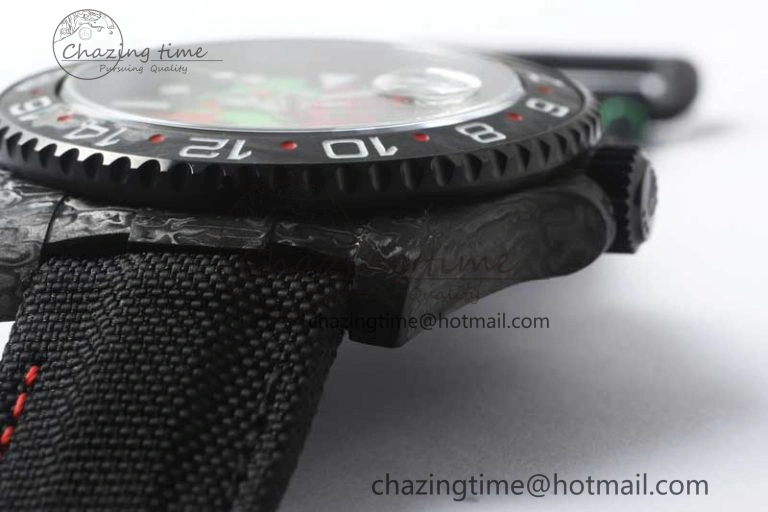 GMT DIW Carbon V6F 1:1 Best Edition Green Red Dial on Black Nylon Strap VR3186 CHS