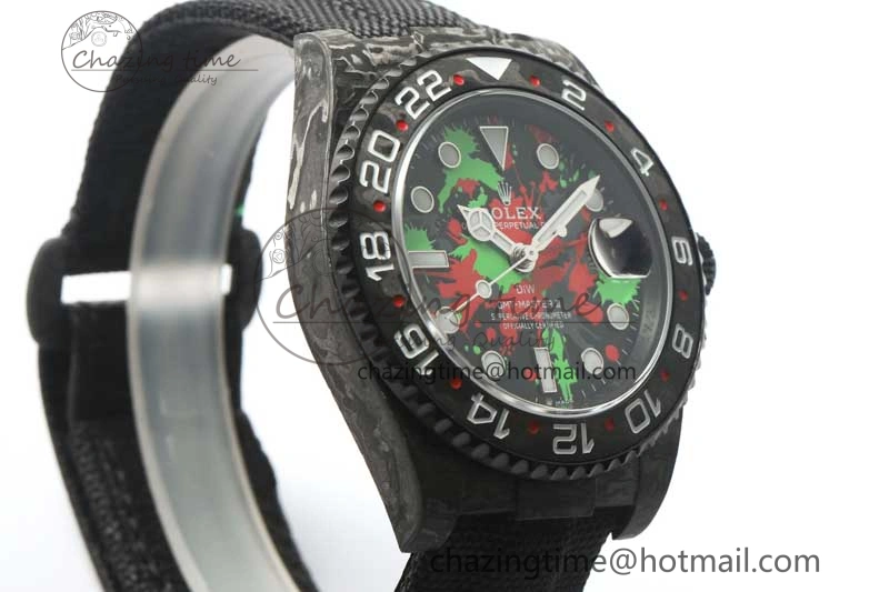 GMT DIW Carbon V6F 1:1 Best Edition Green Red Dial on Black Nylon Strap VR3186 CHS