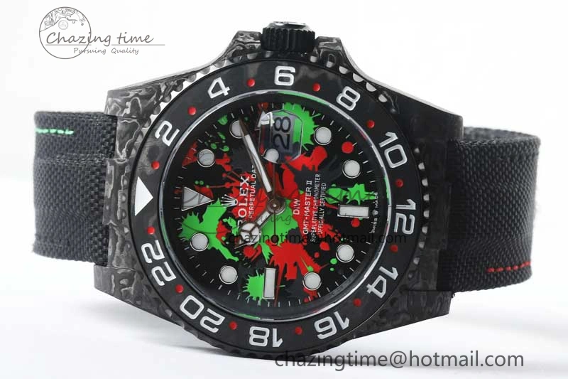 GMT DIW Carbon V6F 1:1 Best Edition Green Red Dial on Black Nylon Strap VR3186 CHS