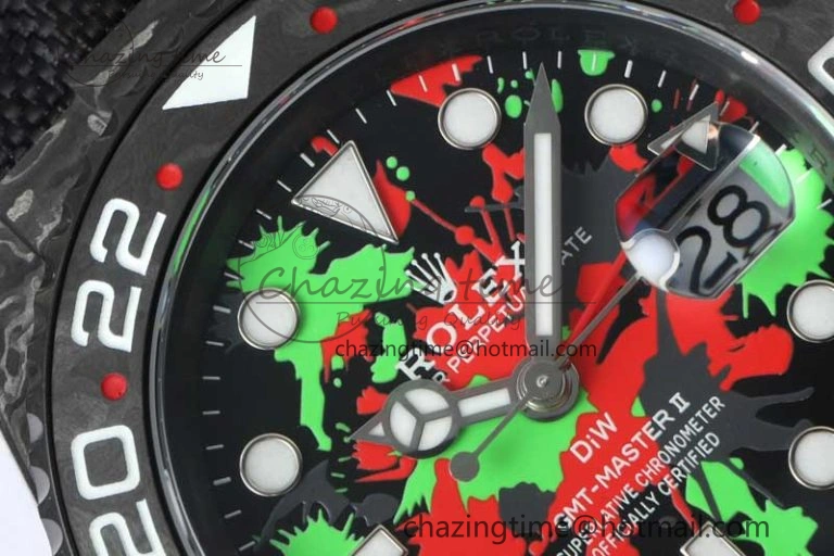 GMT DIW Carbon V6F 1:1 Best Edition Green Red Dial on Black Nylon Strap VR3186 CHS