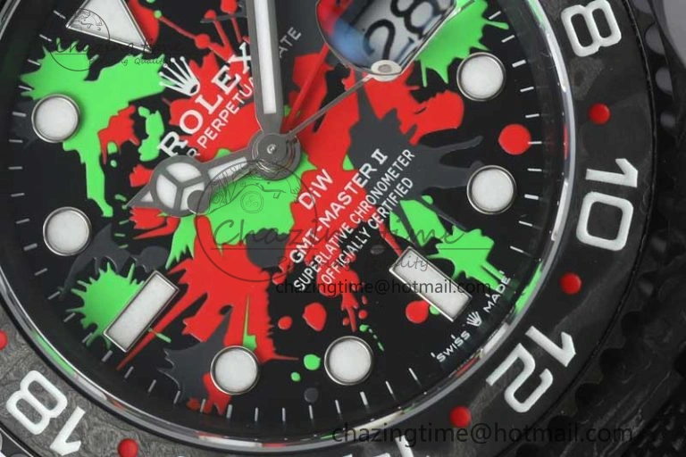GMT DIW Carbon V6F 1:1 Best Edition Green Red Dial on Black Nylon Strap VR3186 CHS