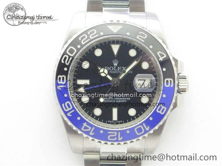 GMT-Master II 116710 BLNR Black Blue Ceramic 904L Steel 1:1 Noob Best Edition A3186 V10 (Correct Hand Stack)