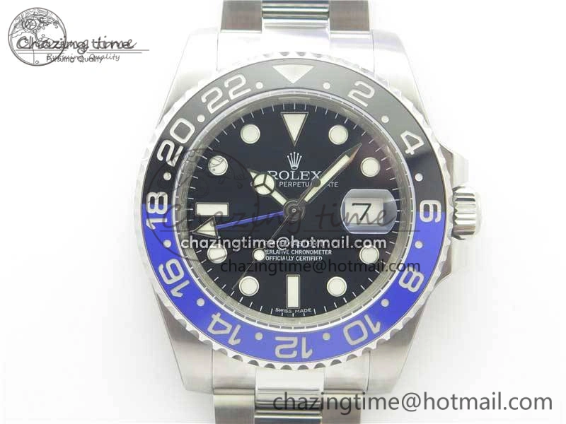 GMT-Master II 116710 BLNR Black Blue Ceramic 904L Steel 1:1 Noob Best Edition A3186 V10 (Correct Hand Stack)