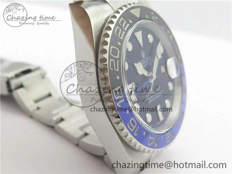 GMT-Master II 116710 BLNR Black Blue Ceramic 904L Steel 1:1 Noob Best Edition A3186 V10 (Correct Hand Stack)
